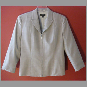 Nordstom zip jacket 12P Light gray Wool bl Metal zipper Pockets Blazer Collar